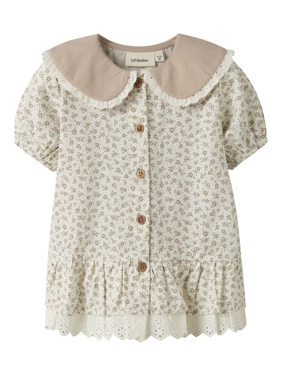 Lil' Atelier Mini FJOLA SS LOOSE SHIRT - Coconut Milk | Torgunns Barneklær AS