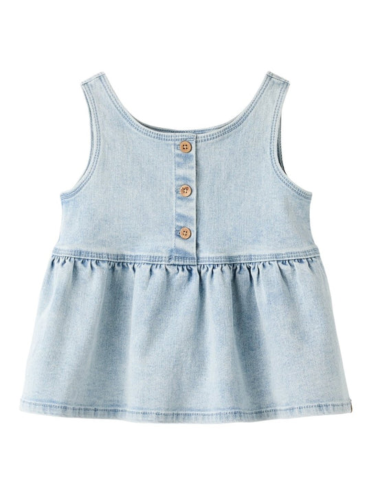 Lil' Atelier Mini FRANCES LOOSE TOP - Light Blue Denim | Torgunns Barneklær AS