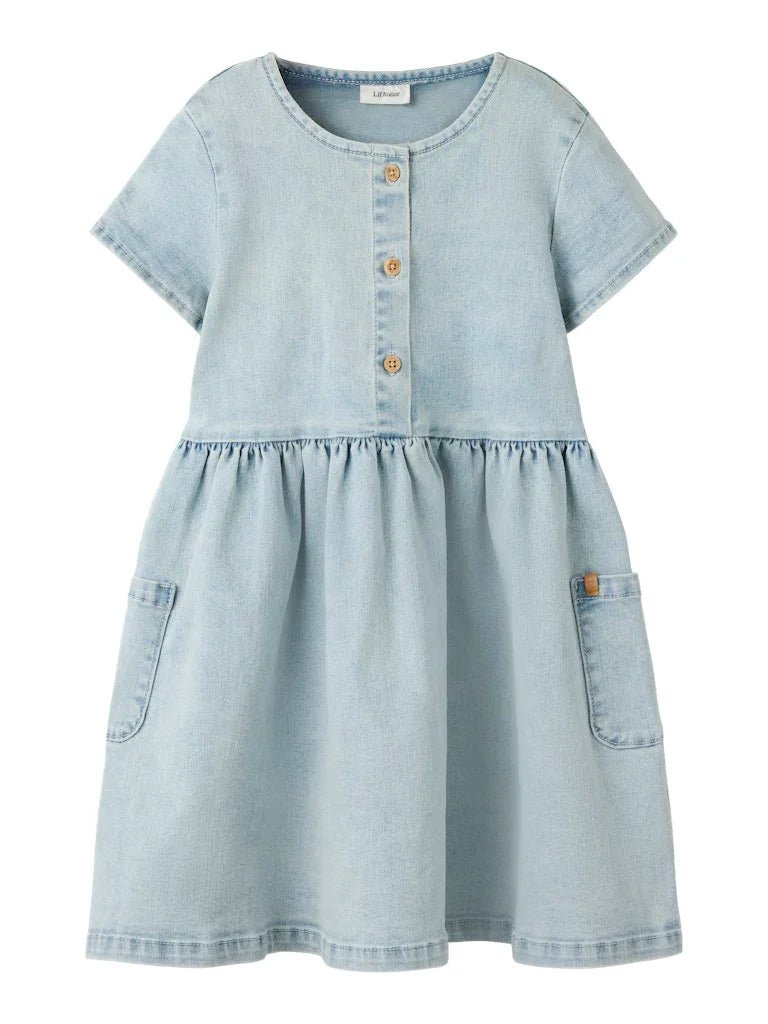 Lil' Atelier Mini FRANCES SS DRESS - Light Blue Denim | Torgunns Barneklær AS