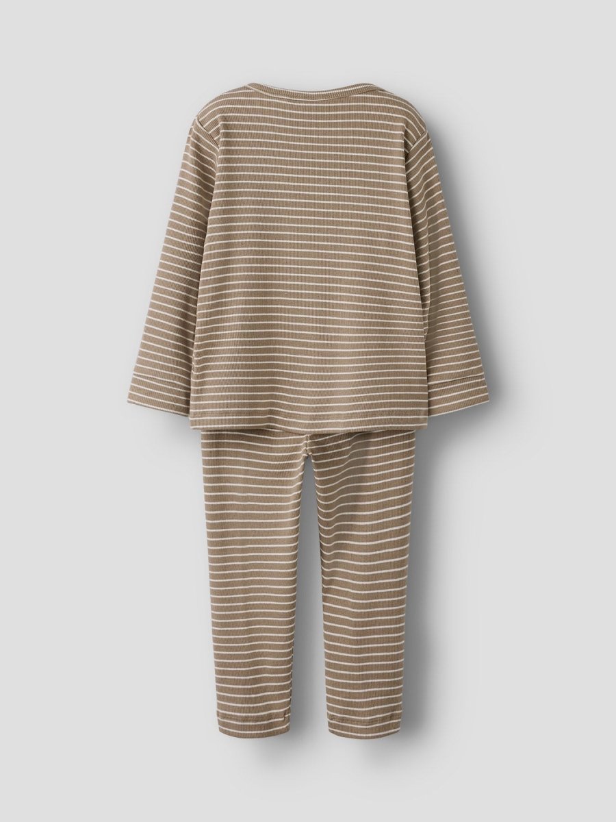 Lil' Atelier Mini GAGO LS NIGHT SET - Sepia Tint Stripes | Torgunns Barneklær AS