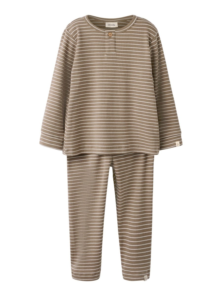 Lil' Atelier Mini GAGO LS NIGHT SET - Sepia Tint Stripes | Torgunns Barneklær AS