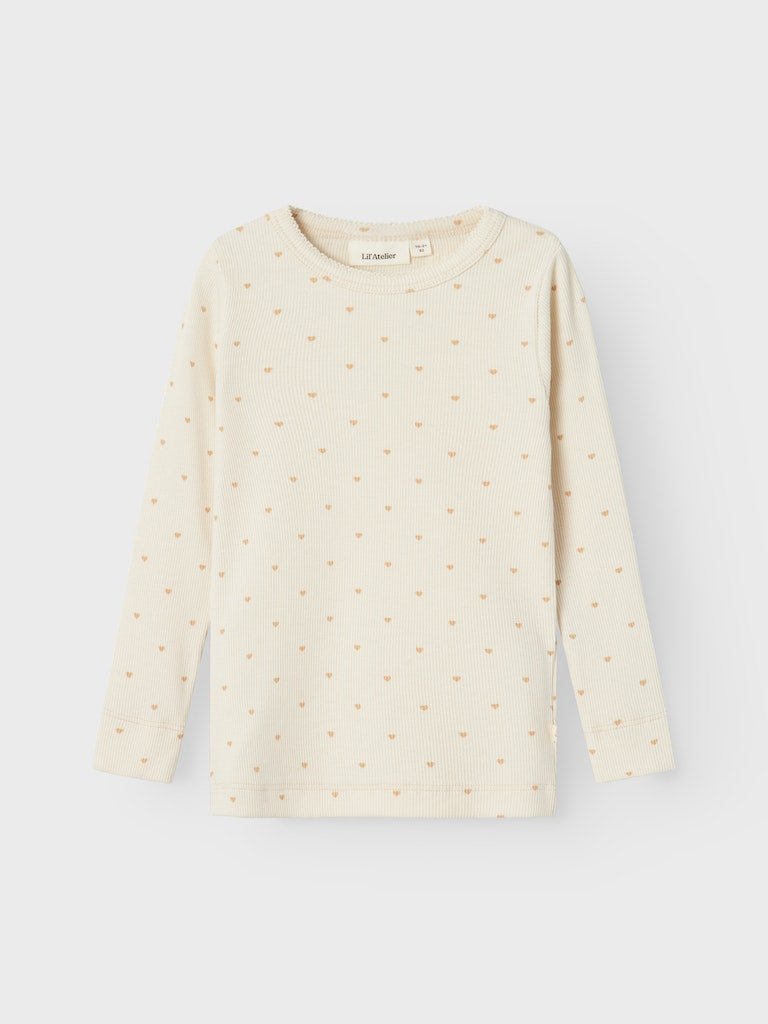 Lil' Atelier Mini GAGO LS SLIM TOP - Turtledove Heart | Torgunns Barneklær AS
