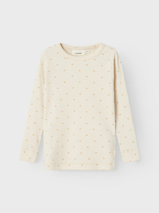 Lil' Atelier Mini GAGO LS SLIM TOP - Turtledove Heart | Torgunns Barneklær AS