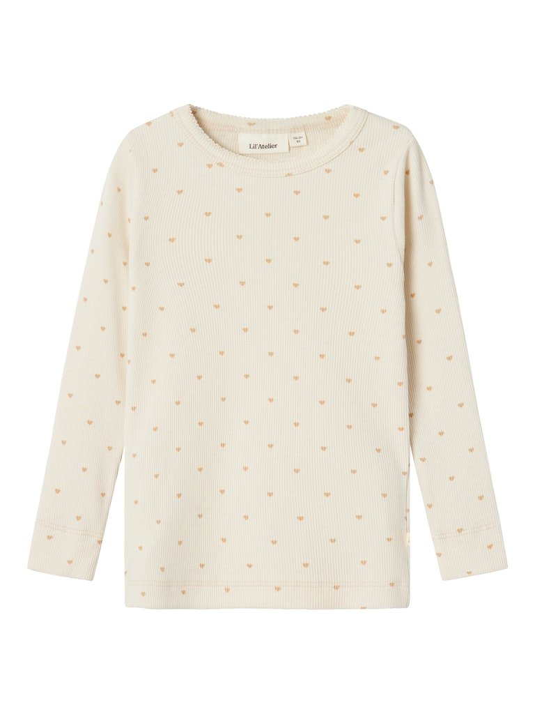 Lil' Atelier Mini GAGO LS SLIM TOP - Turtledove Heart | Torgunns Barneklær AS
