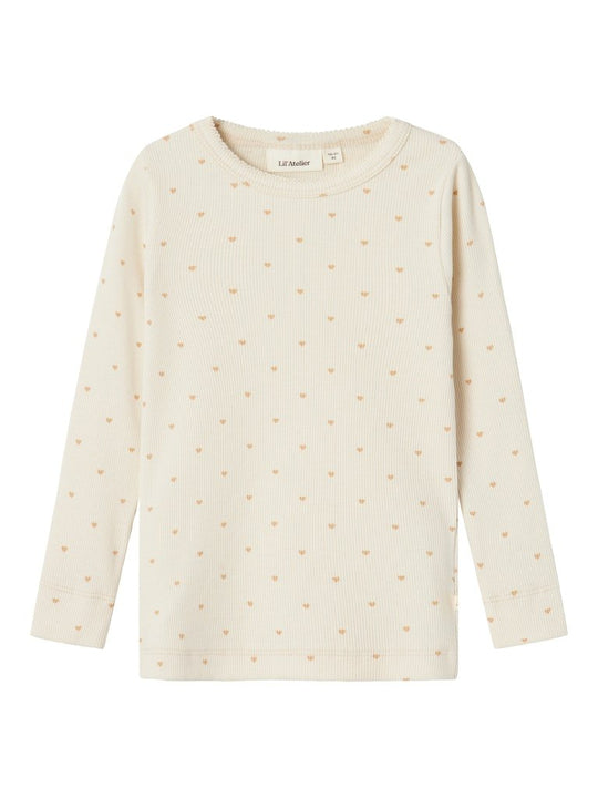 Lil' Atelier Mini GAGO LS SLIM TOP - Turtledove Heart | Torgunns Barneklær AS