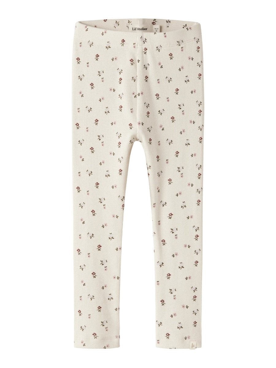Lil' Atelier Mini GAGO SLIM LEGGING NOOS - Turtledove | Floral | Torgunns Barneklær AS