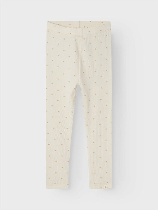 Lil' Atelier Mini GAGO SLIM LEGGING - Turtledove Heart | Torgunns Barneklær AS