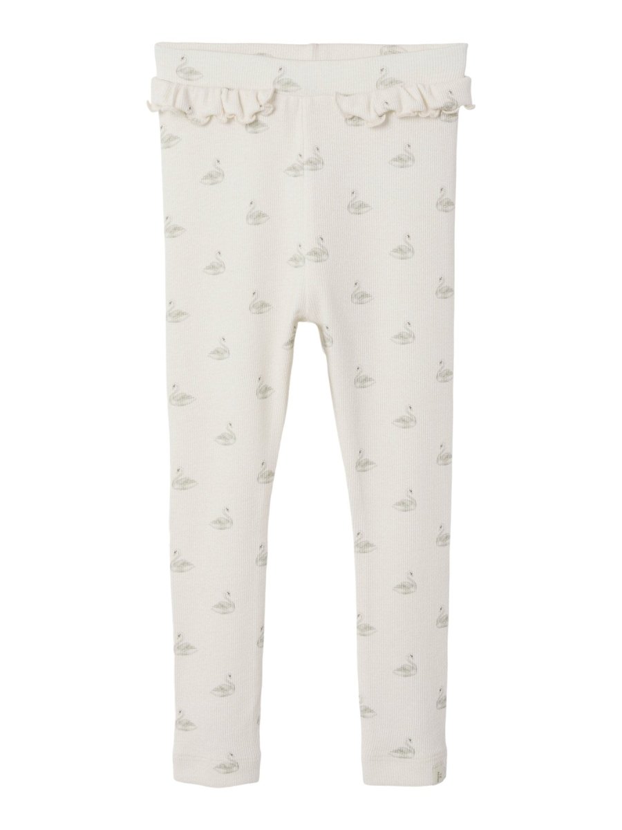 Lil' Atelier Mini GAVO EFI SLIM LEGGING NOOS - Pastel Parchment | SWAN | Torgunns Barneklær AS