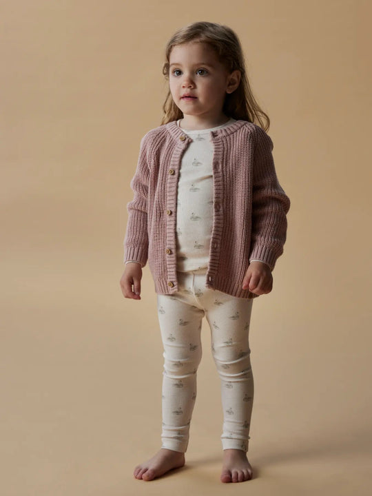 Lil' Atelier Mini GAVO EFI SLIM LEGGING NOOS - Pastel Parchment | SWAN | Torgunns Barneklær AS
