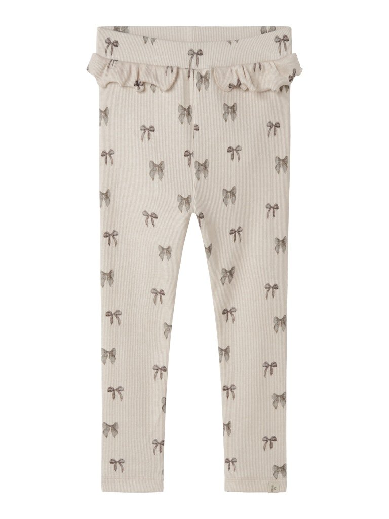 Lil' Atelier Mini GAVO EFI SLIM LEGGING NOOS - Silver Peony | BOW | Torgunns Barneklær AS