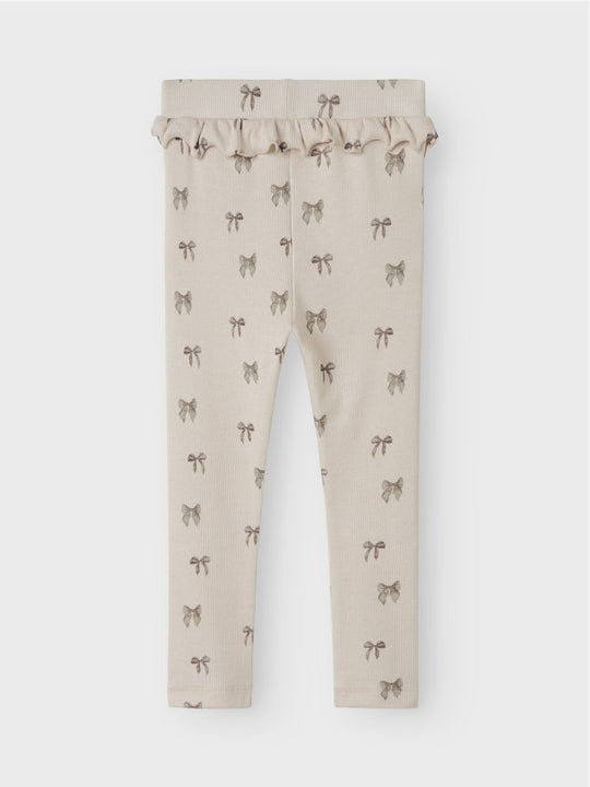 Lil' Atelier Mini GAVO EFI SLIM LEGGING NOOS - Silver Peony | BOW | Torgunns Barneklær AS
