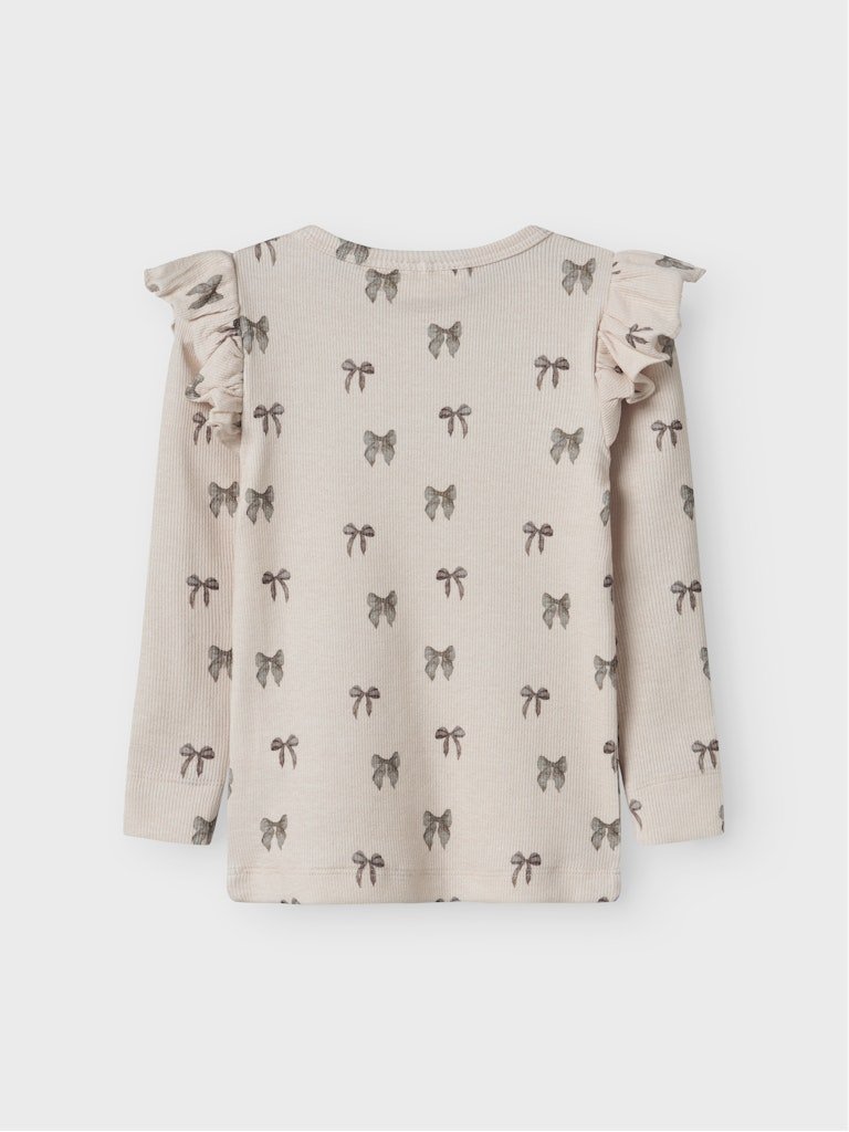 Lil' Atelier Mini GAVO EKO LS SLIM TOP NOOS - Silver Peony | BOW | Torgunns Barneklær AS