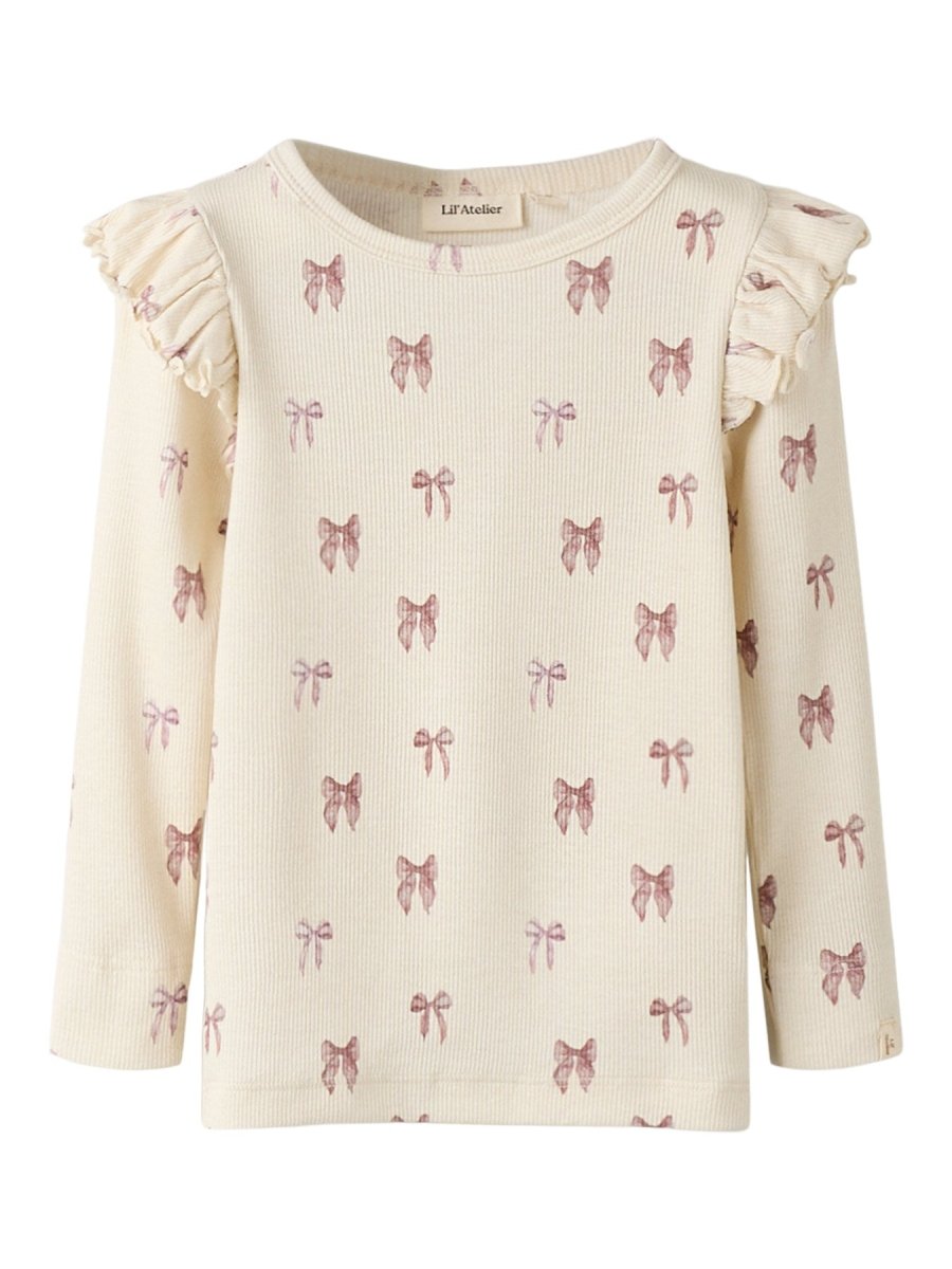Lil' Atelier Mini GAVO EKO LS SLIM TOP NOOS - Turtledove | BOW | Torgunns Barneklær AS