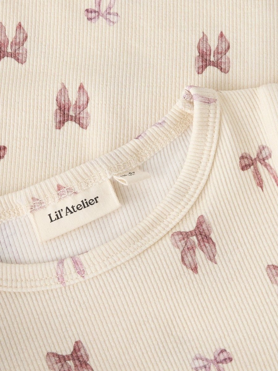 Lil' Atelier Mini GAVO EKO LS SLIM TOP NOOS - Turtledove | BOW | Torgunns Barneklær AS