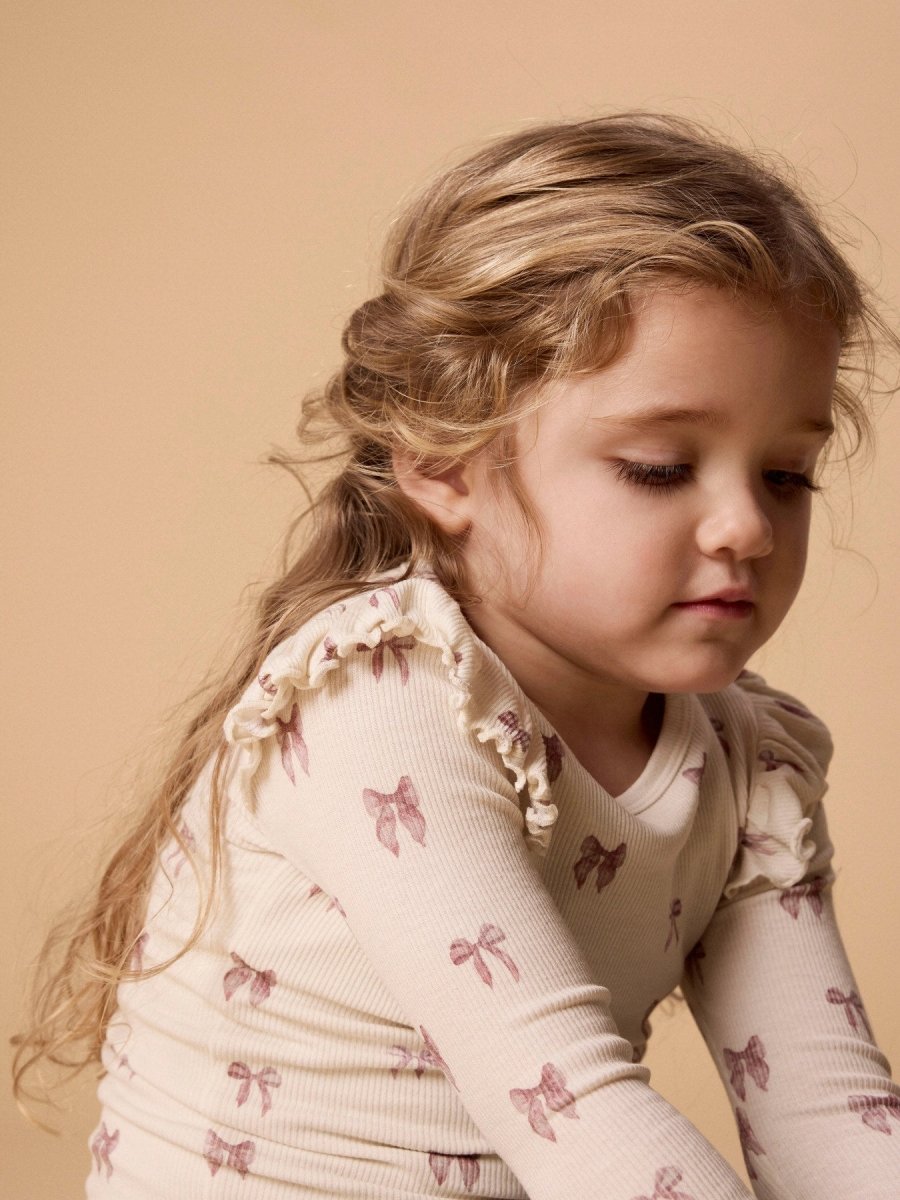 Lil' Atelier Mini GAVO EKO LS SLIM TOP NOOS - Turtledove | Bow | Torgunns Barneklær AS