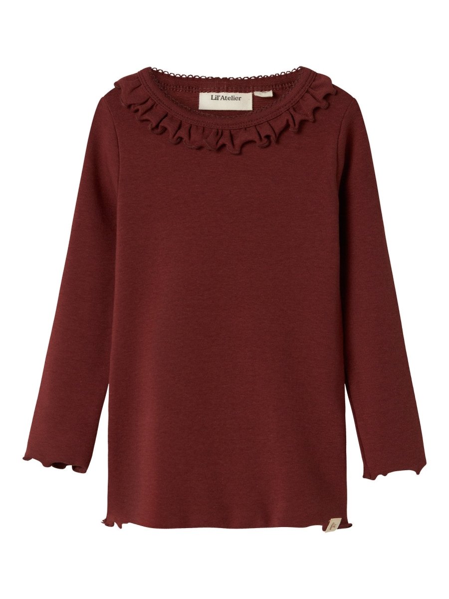 Lil' Atelier Mini GAYO KOJ LS SLIM TOP - Hot Chocolate | Torgunns Barneklær AS