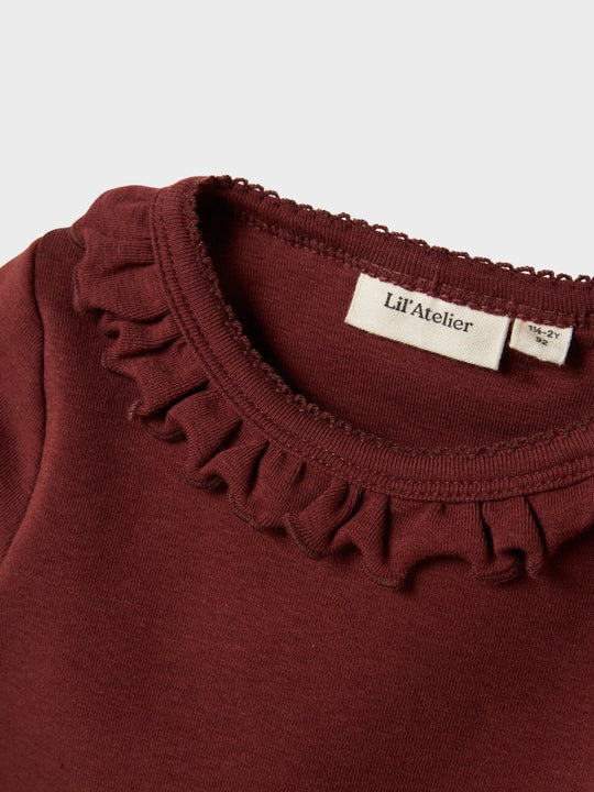 Lil' Atelier Mini GAYO KOJ LS SLIM TOP - Hot Chocolate | Torgunns Barneklær AS