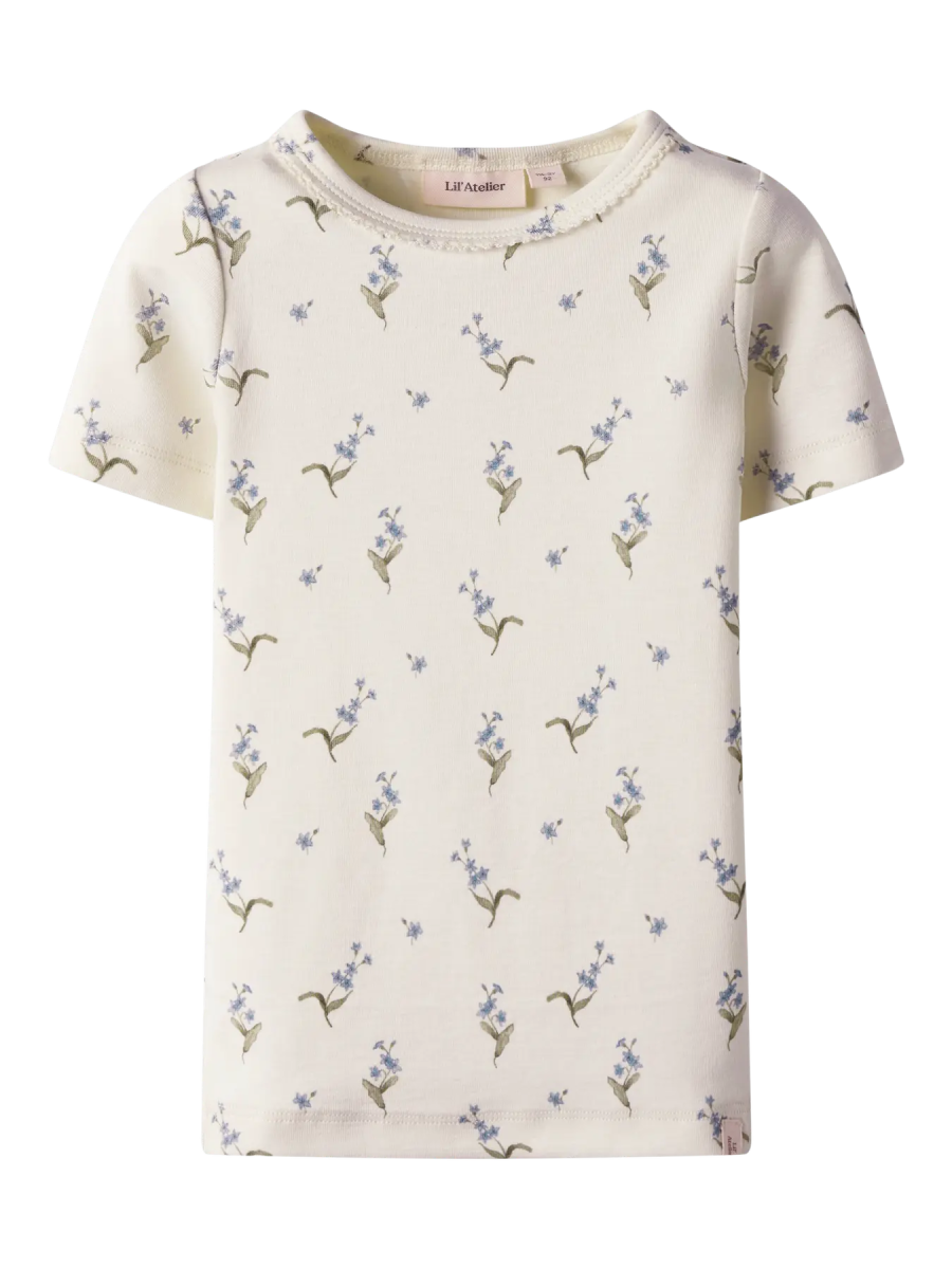 Lil' Atelier Mini GAYO SIG SS SLIM TOP - Coconut Milk | FORGET ME NOT | Torgunns Barneklær AS