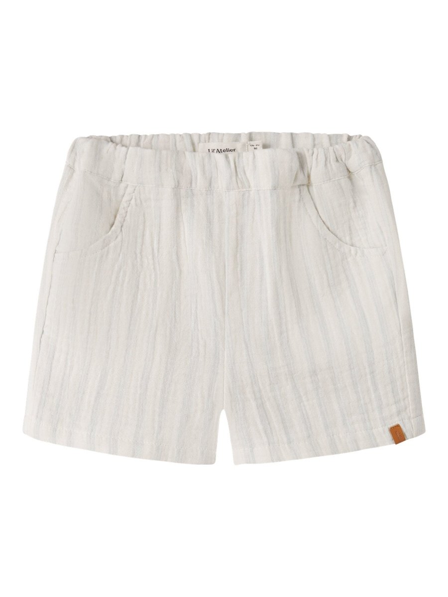 Lil Atelier Mini HAGI LOOSE shorts - Coconut Milk | Dusty Blue | Torgunns Barneklær AS