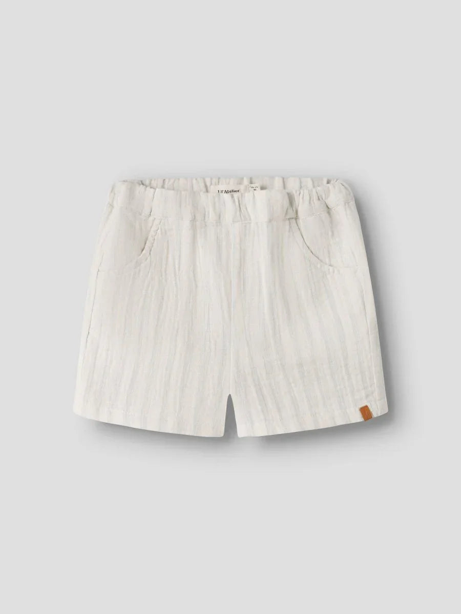 Lil Atelier Mini HAGI LOOSE shorts - Coconut Milk | Dusty Blue | Torgunns Barneklær AS