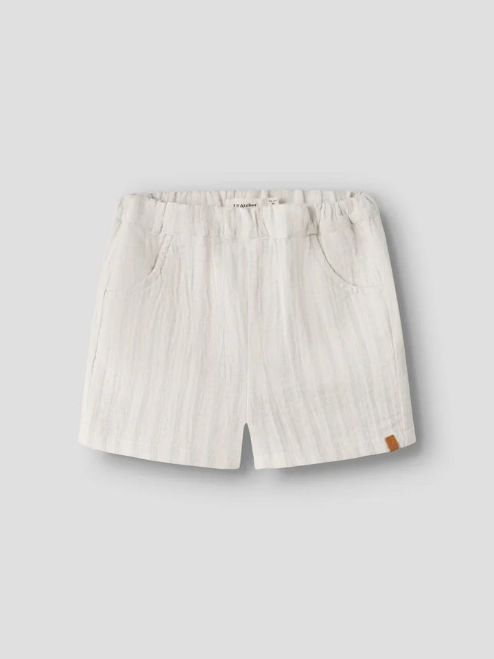 Lil Atelier Mini HAGI LOOSE shorts - Coconut Milk | Dusty Blue | Torgunns Barneklær AS