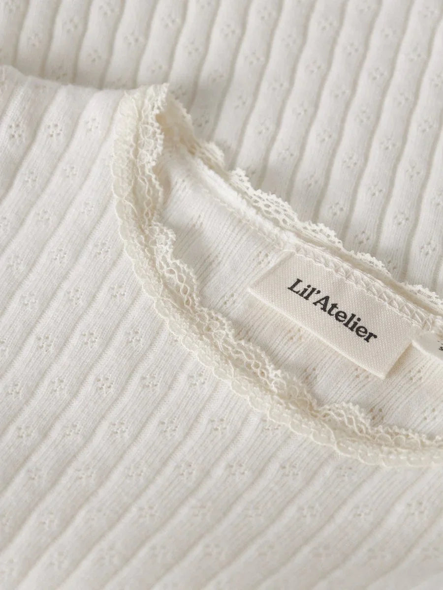 Lil Atelier Mini HALDIS SLIM topp - Coconut Milk | Torgunns Barneklær AS