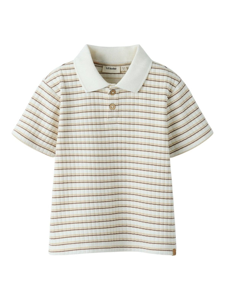 Lil Atelier Mini HALDUR LOOSE polo - Coconut Milk | Coca Mocha | Torgunns Barneklær AS