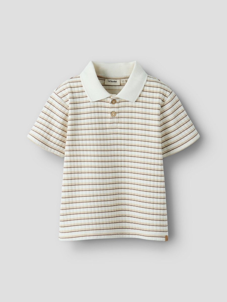 Lil Atelier Mini HALDUR LOOSE polo - Coconut Milk | Coca Mocha | Torgunns Barneklær AS