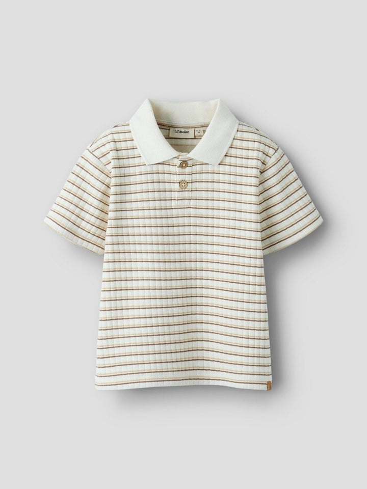 Lil Atelier Mini HALDUR LOOSE polo - Coconut Milk | Coca Mocha | Torgunns Barneklær AS