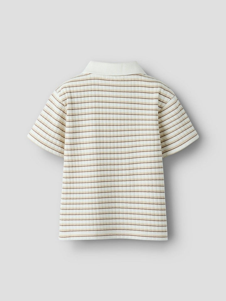 Lil Atelier Mini HALDUR LOOSE polo - Coconut Milk | Coca Mocha | Torgunns Barneklær AS