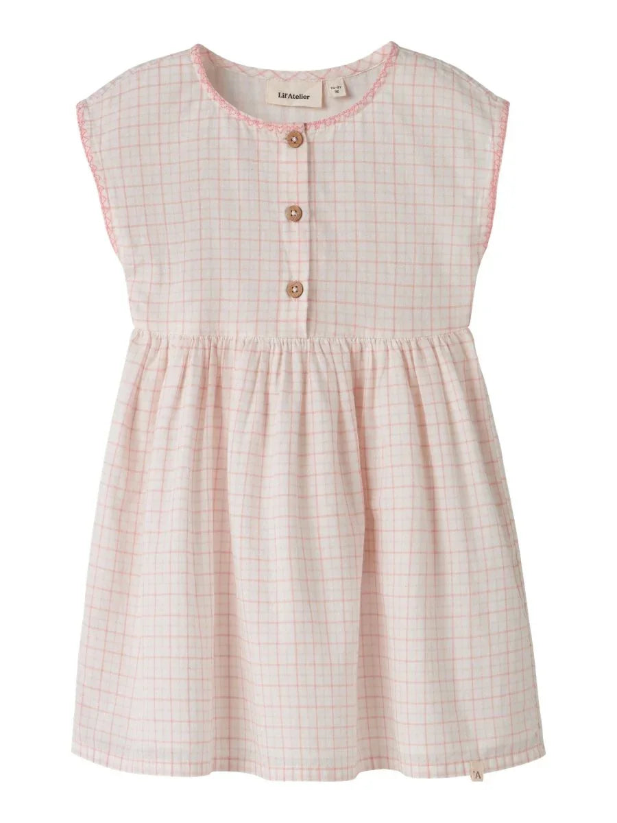 Lil Atelier Mini HEDDA kjole - Coconut Milk | Rose Tan | Torgunns Barneklær AS