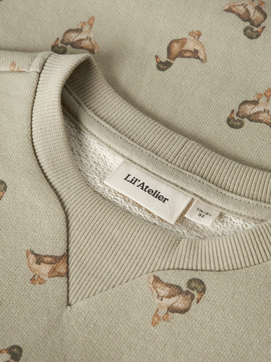 Lil' Atelier Mini JOBO AIN LS Loose Sweat - Moss Gray | Duck | Torgunns Barneklær AS