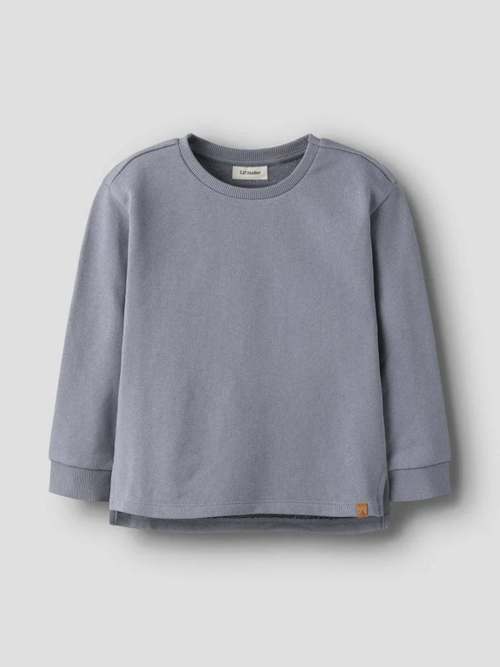 Grå langærmet barnebluse i myk ullblanding, perfekt for baby og småbarn 0-8 år