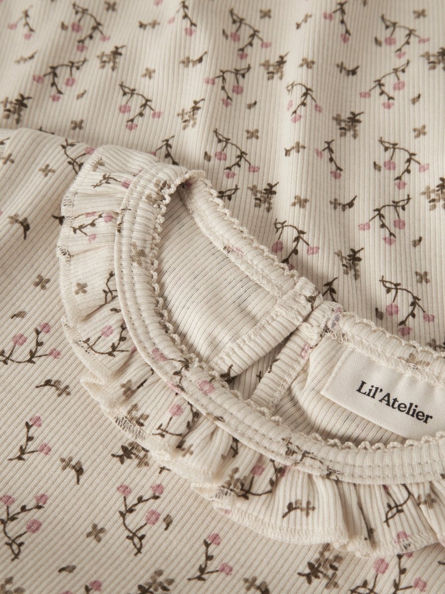 Lil' Atelier Mini LAGO MAI LS SLIM TOP - Turtledove | Rose Flower | Torgunns Barneklær AS
