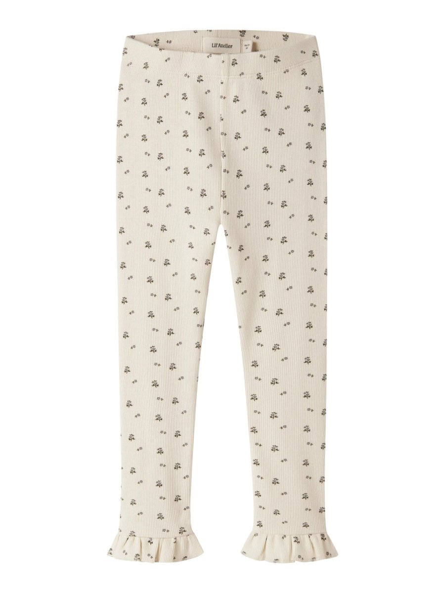 Lil' Atelier Mini LAGO MER SLIM LEGGINGS - Turtledove | Blue Flower | Torgunns Barneklær AS