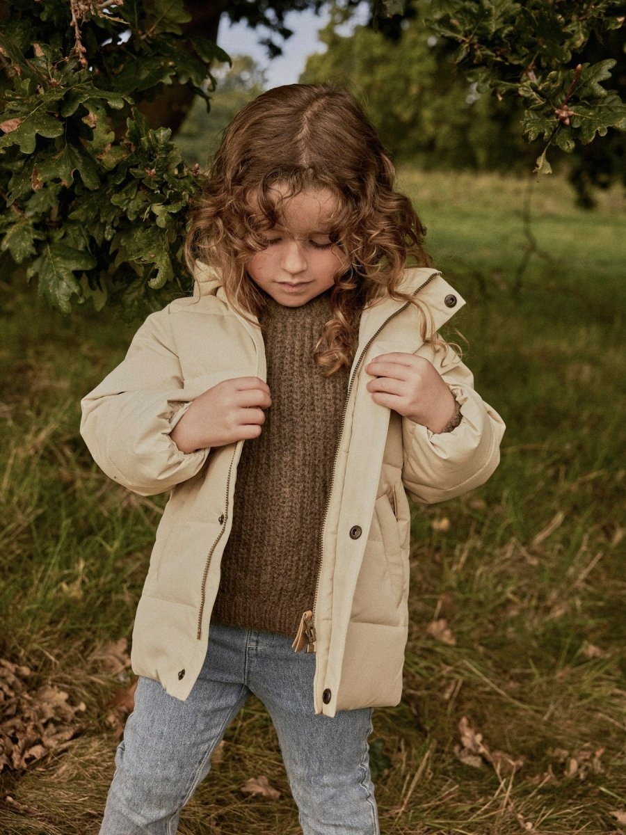 Lil' Atelier Mini LAMEDOW03 PUFFER LONG JACKET - Oxford Tan | Torgunns Barneklær AS