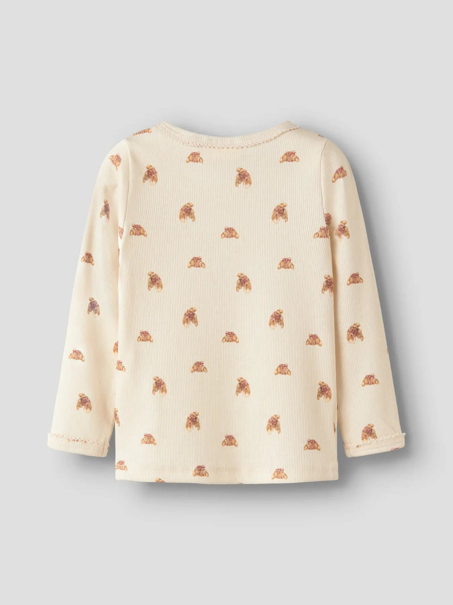 Lil' Atelier Mini LAVO EGI LS SLIM TOP - Turtledove | CROISSANT | Torgunns Barneklær AS