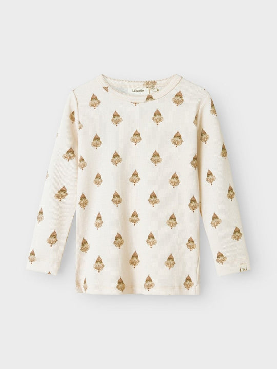 Lil' Atelier Mini LAVO EVA LS SLIM TOP - Pastel Parchment | Torgunns Barneklær AS