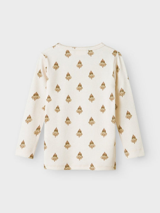 Lil' Atelier Mini LAVO EVA LS SLIM TOP - Pastel Parchment | Torgunns Barneklær AS