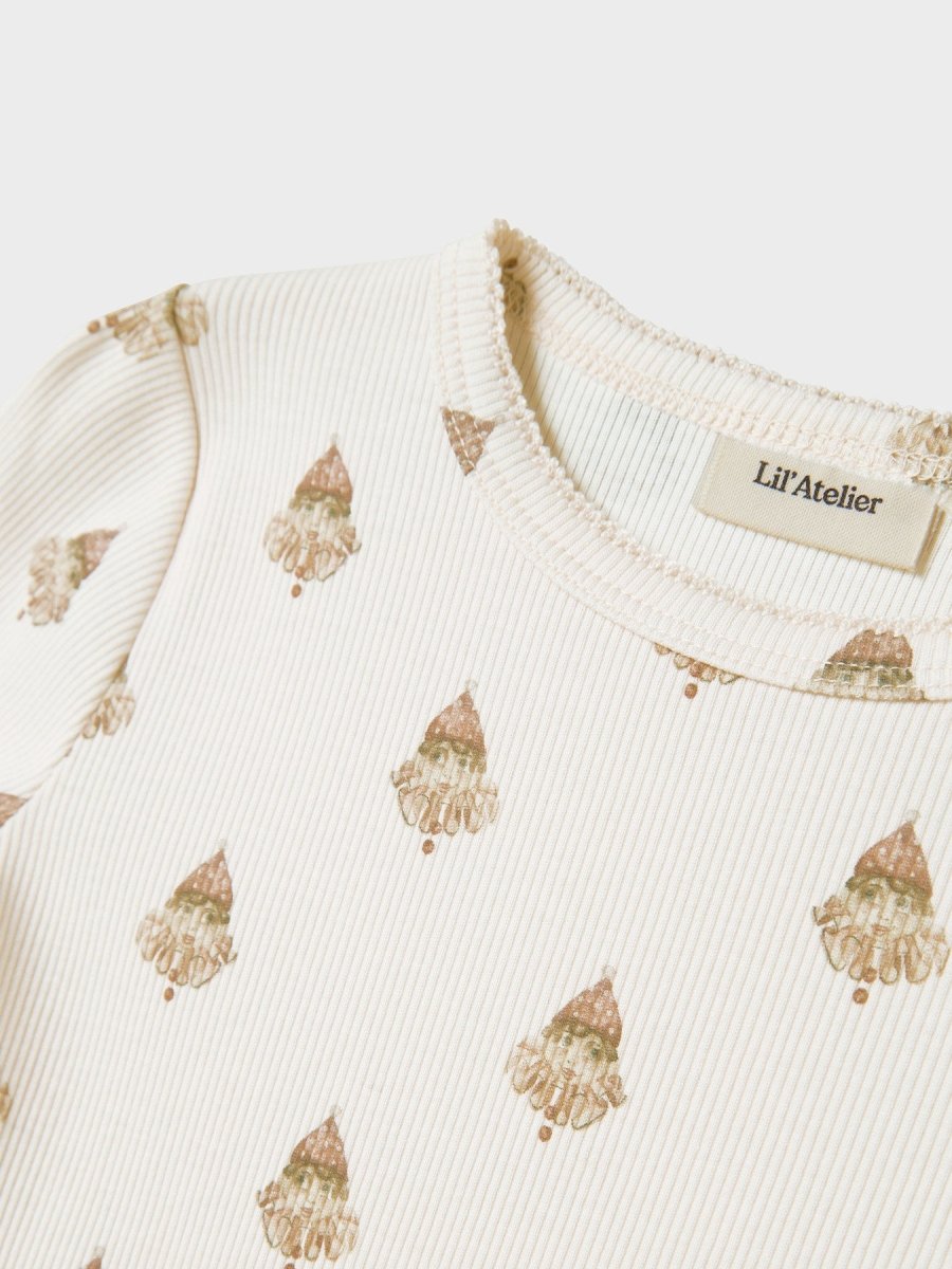 Lil' Atelier Mini LAVO EVA LS SLIM TOP - Pastel Parchment | Torgunns Barneklær AS