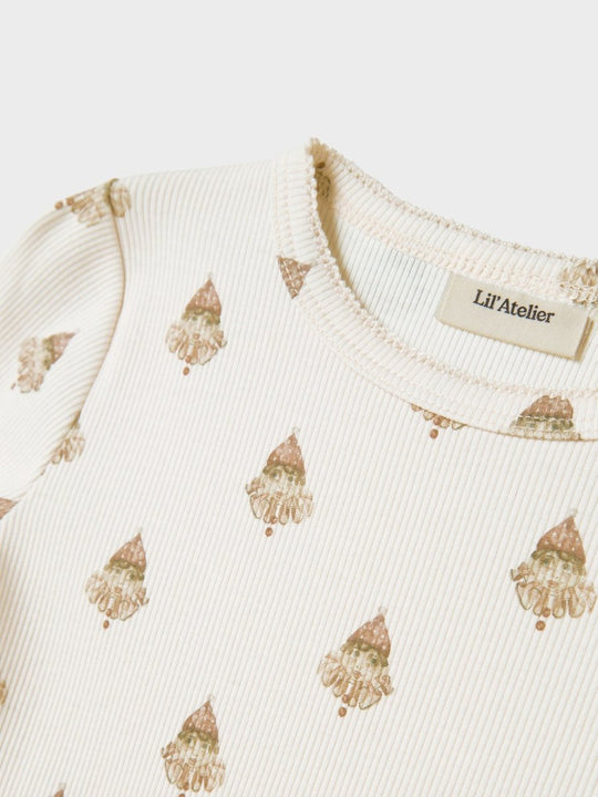 Lil' Atelier Mini LAVO EVA LS SLIM TOP - Pastel Parchment | Torgunns Barneklær AS