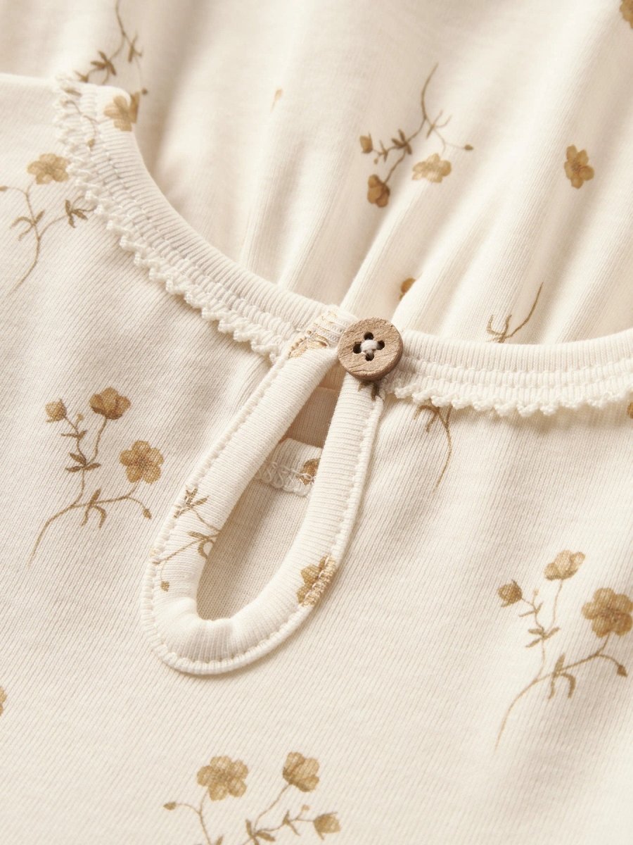 Lil' Atelier Mini LAYO SIF LS DRESS - Coconut Milk | Flower Yellow | Torgunns Barneklær AS