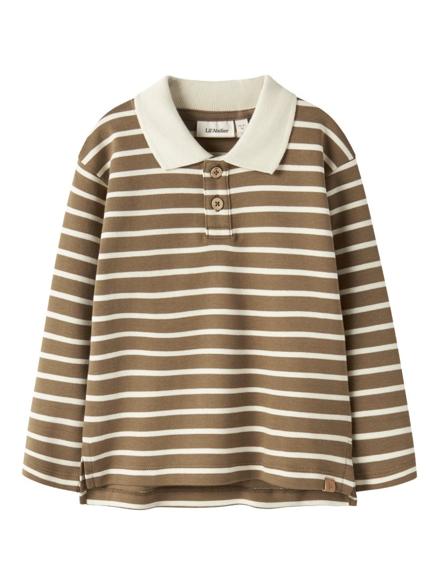 Lil' Atelier Mini LIMIA LS Loose Polo Top – Kangaroo/Turtledove | Torgunns Barneklær AS