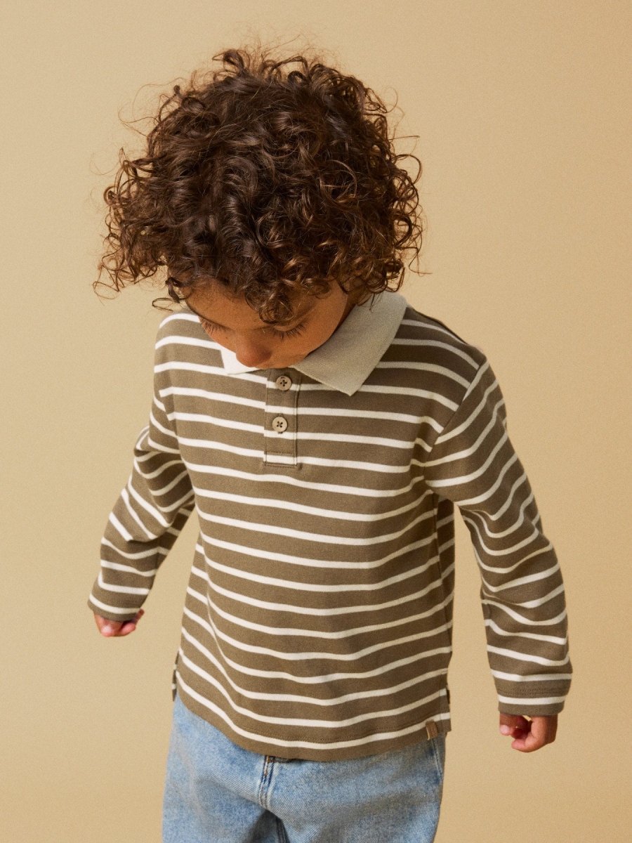 Lil' Atelier Mini LIMIA LS Loose Polo Top – Kangaroo/Turtledove | Torgunns Barneklær AS