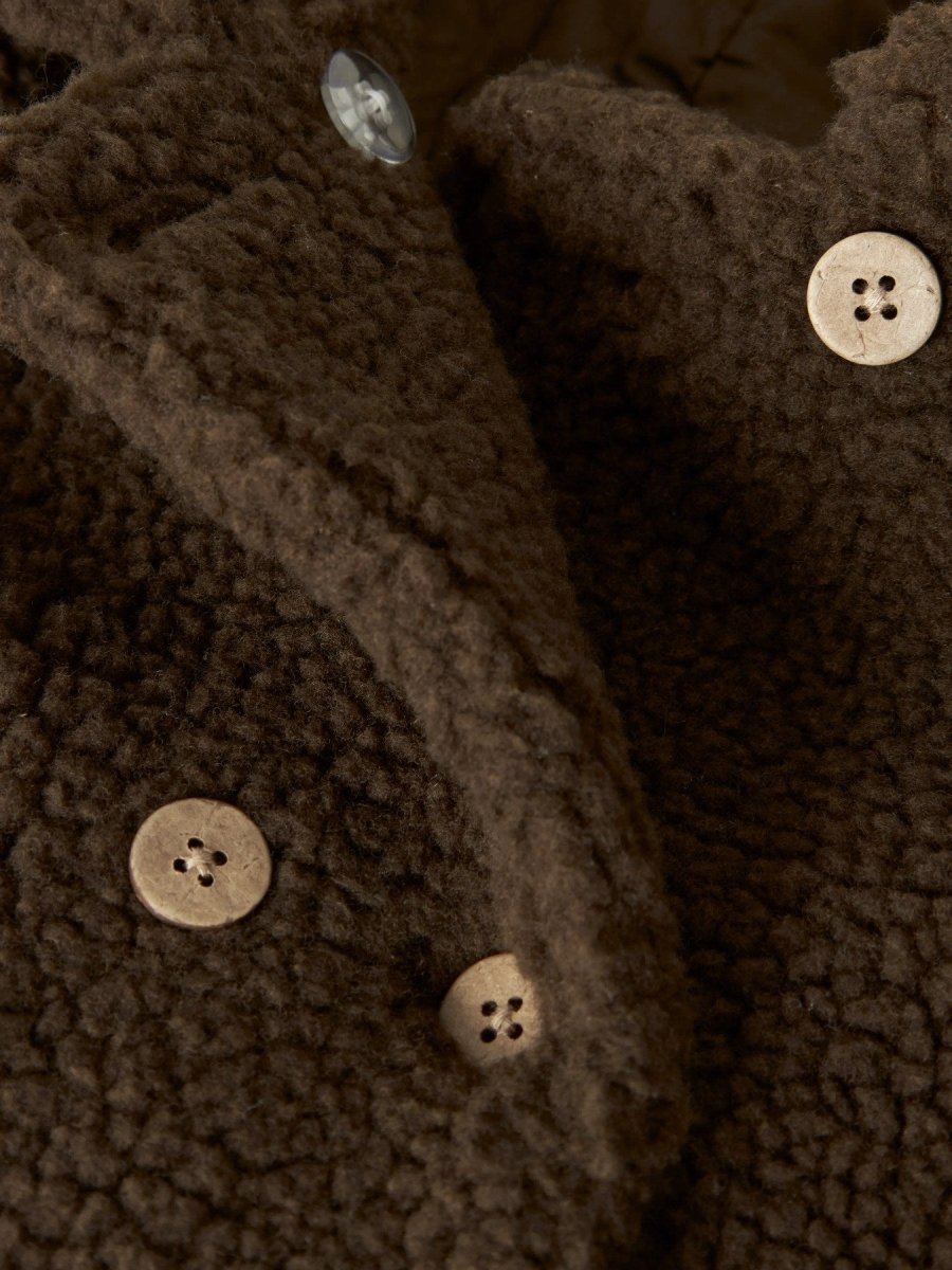 Lil' Atelier Mini NALO Long Teddyjakke - Dark Earth | Torgunns Barneklær AS