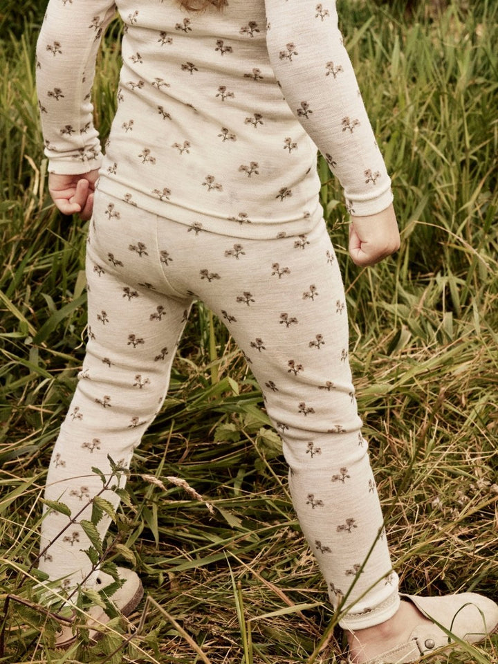 Lil Atelier Mini NALU SLIM Ullleggings - Turtledove | Flower | Torgunns Barneklær AS