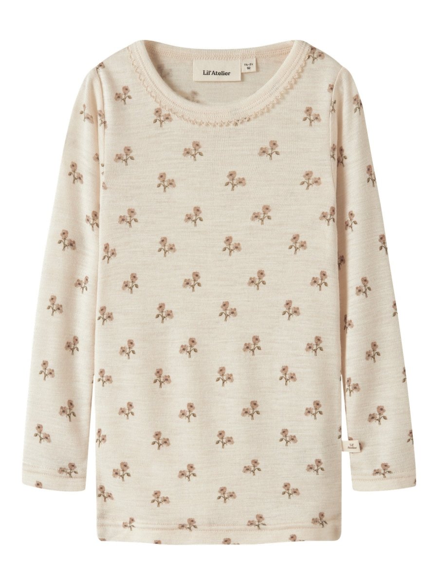 Lil Atelier Mini NALU Ulltrøye - Turtledove | Flower | Torgunns Barneklær AS
