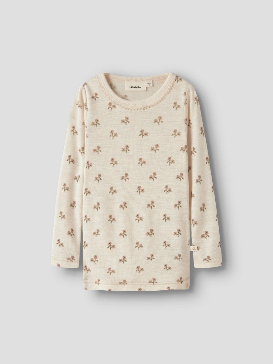 Lil Atelier Mini NALU Ulltrøye - Turtledove | Flower | Torgunns Barneklær AS