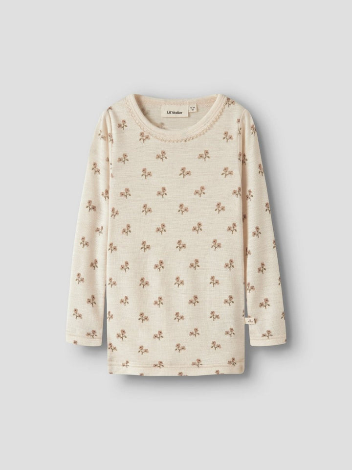 Lil Atelier Mini NALU Ulltrøye - Turtledove | Flower | Torgunns Barneklær AS