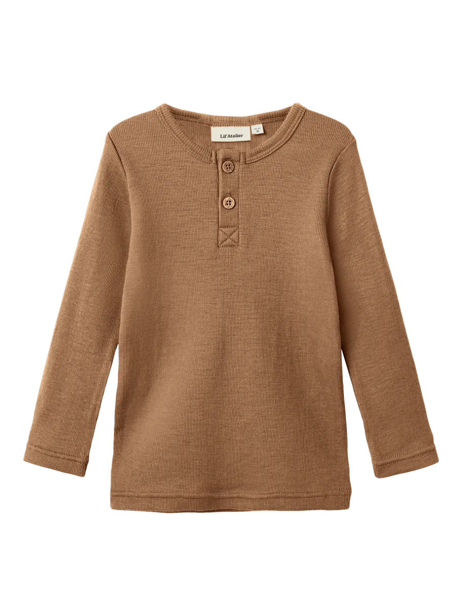 Lil' Atelier Mini NOEL NEB WOOL LS SLIM TOP - Tigers Eye | Torgunns Barneklær AS